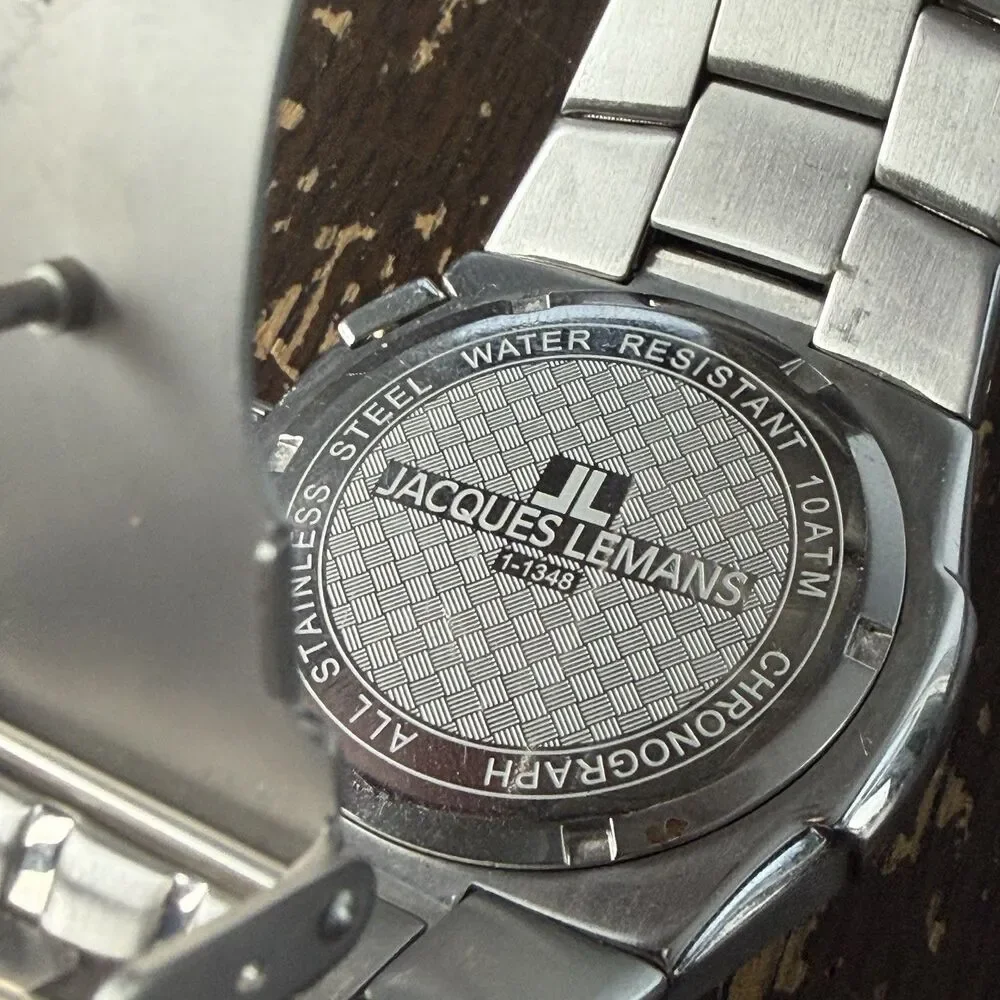 Jacques Lemans 1-1348 Chronograph Mens Vintage Watch With Brand New Battery